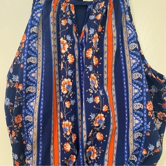 Japna Womens Size 4 Blue Halter Style Pull On Floral Paisley Print Maxi Dress - Picture 8 of 9